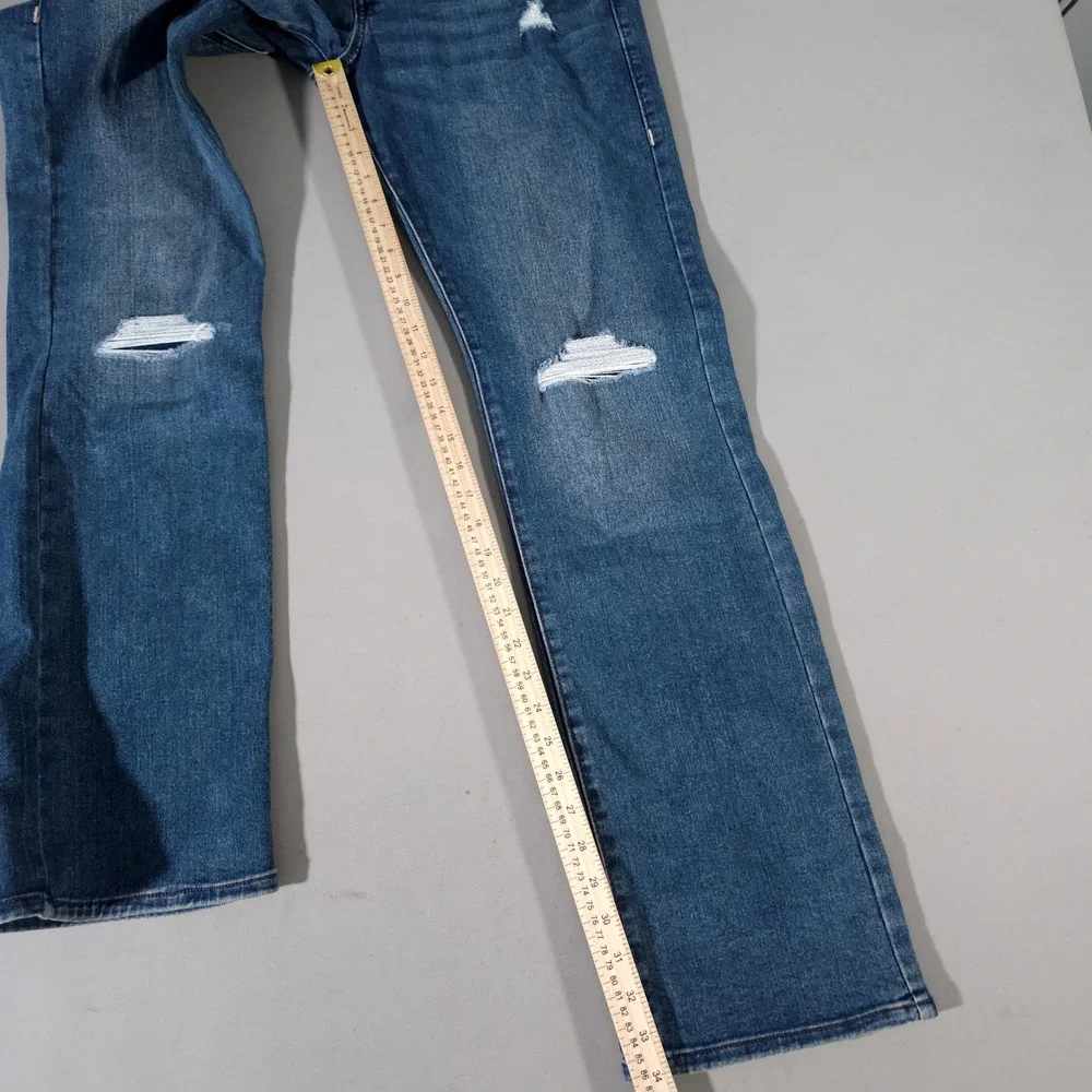 True Religion Ricky Jeans Mens 32 Blue Relaxed Straight Rip Repair Distressed